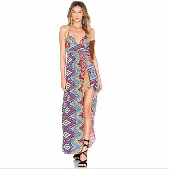 MISA LOS ANGELES Ever Maxi‎ High Low Dress Snakeskin Print Women  Size XS - Picture 1 of 10